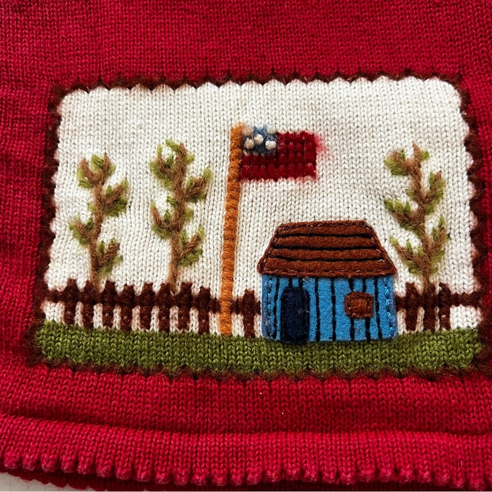 Marisa Christina Vintage Red Wool Blend Americana Teddy Bear Knit Sweater Vest S - Picture 10 of 16